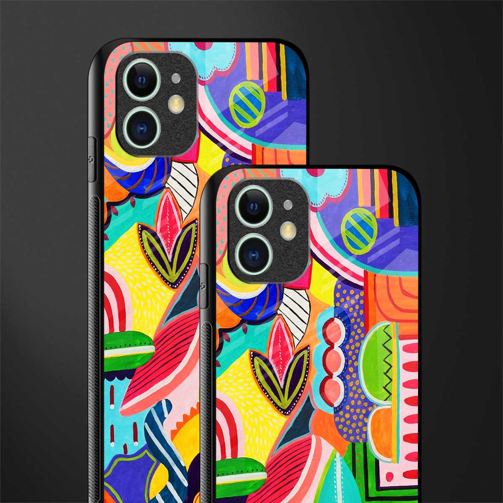 retro abstract glass case for iphone 12 image-2