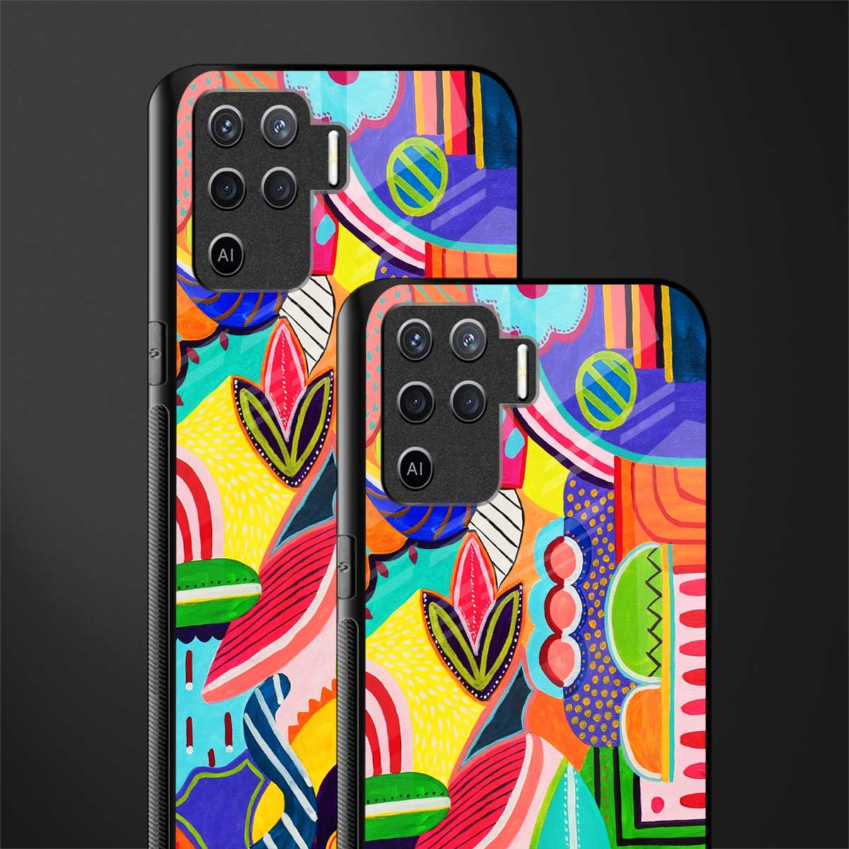 retro abstract glass case for oppo f19 pro image-2