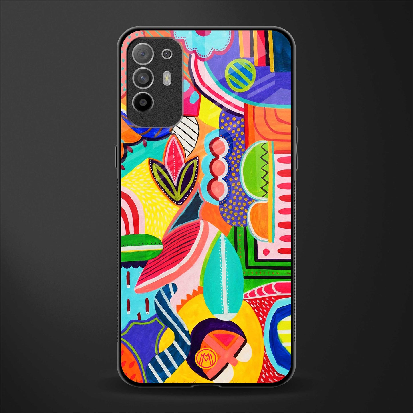 retro abstract glass case for oppo f19 pro plus image