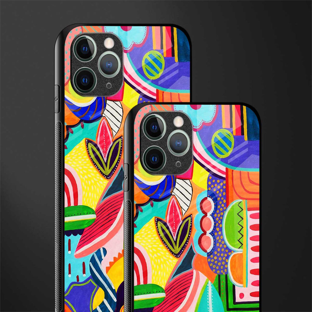 retro abstract glass case for iphone 11 pro max image-2