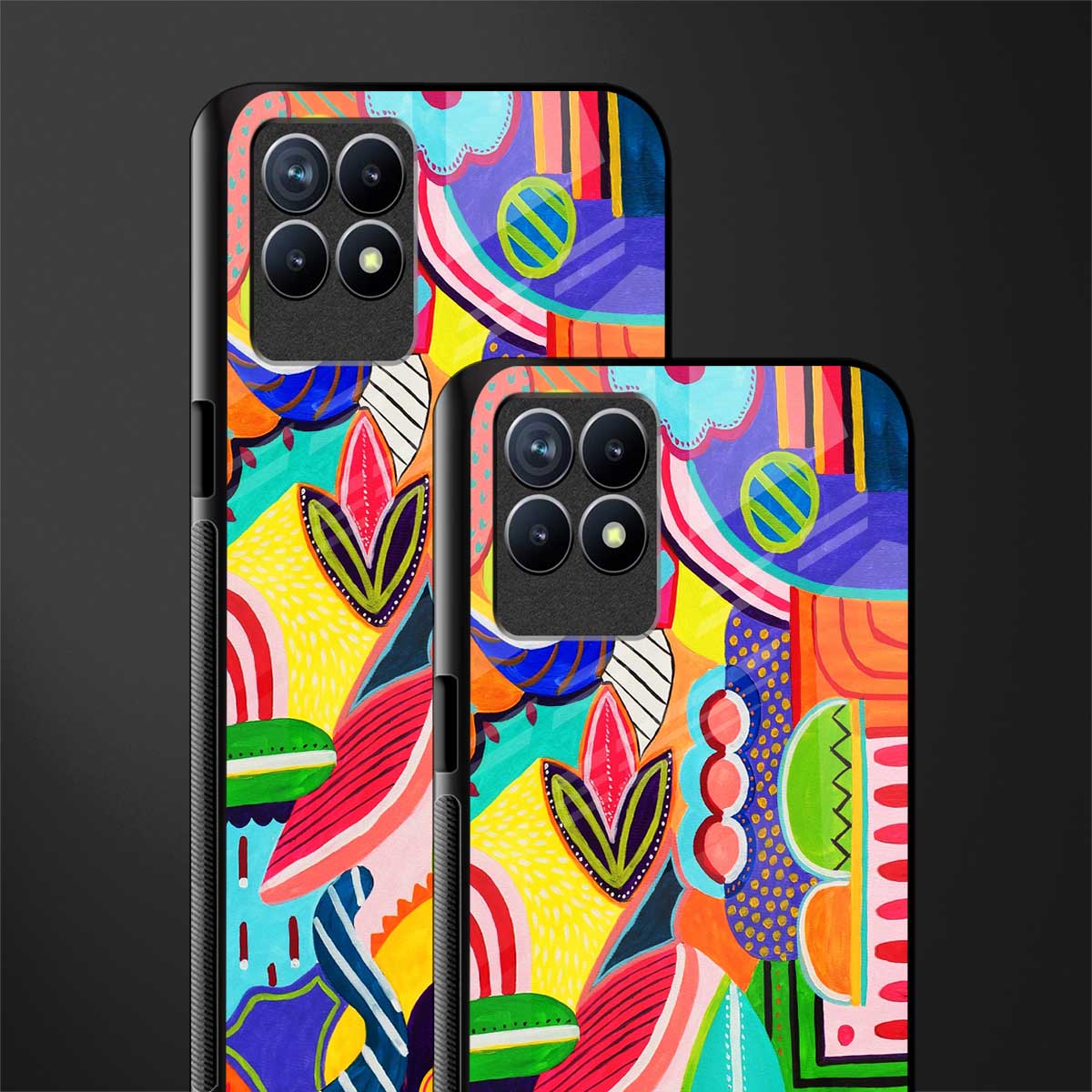 retro abstract glass case for realme 8i image-2