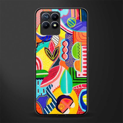 retro abstract glass case for realme 8i image