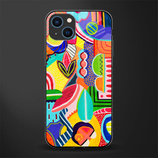 retro abstract glass case for iphone 14 plus image