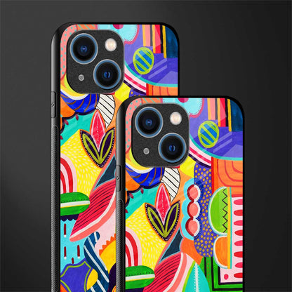 retro abstract glass case for iphone 13 mini image-2