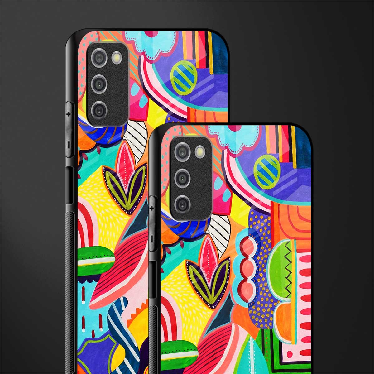 retro abstract glass case for samsung galaxy a03s image-2