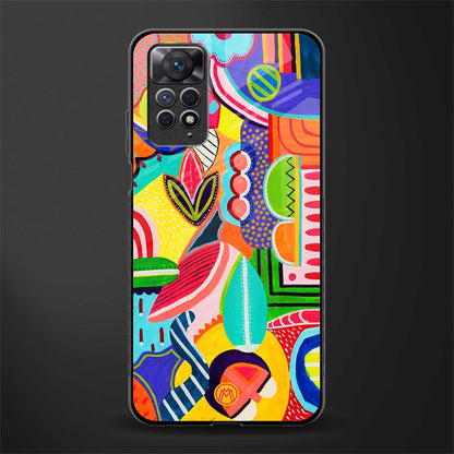 retro abstract back phone cover | glass case for redmi note 11 pro plus 4g/5g