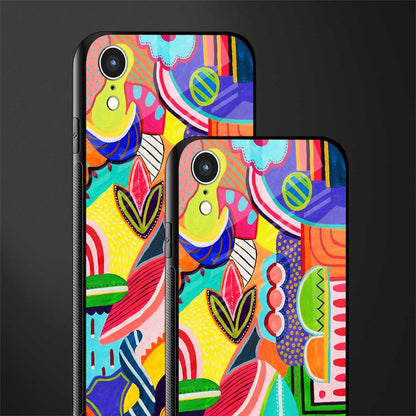 retro abstract glass case for iphone xr image-2