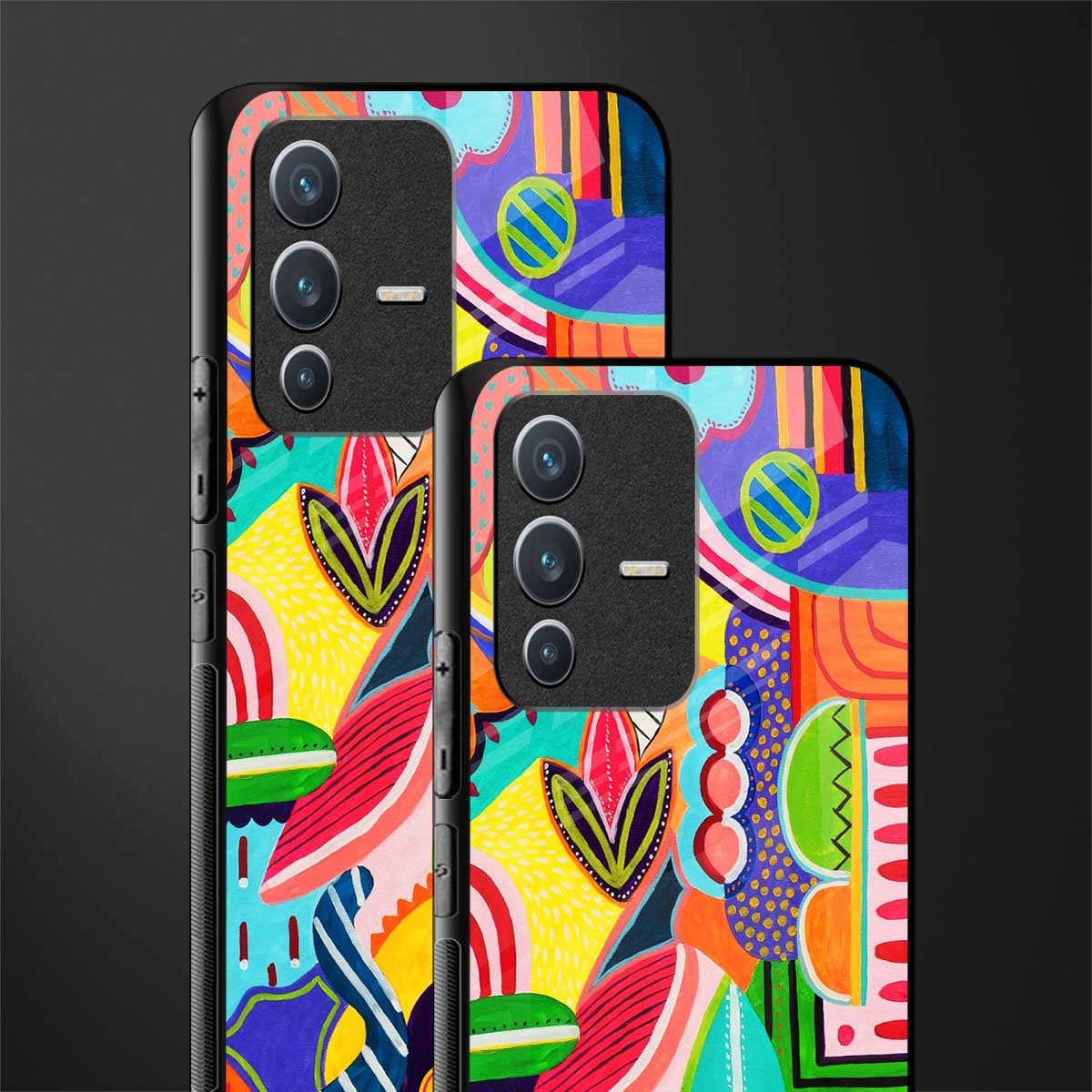 retro abstract glass case for vivo v23 5g image-2