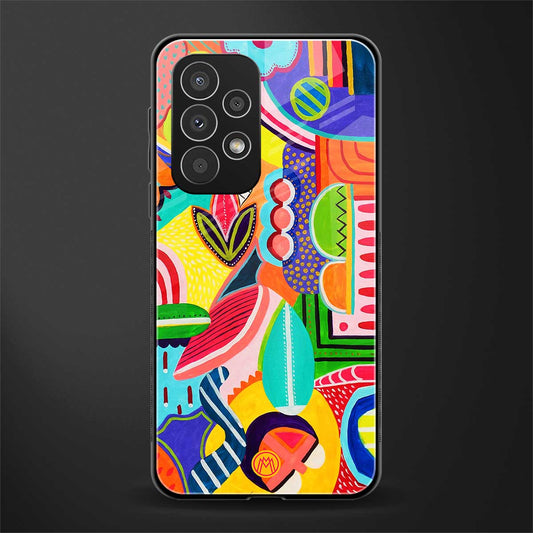 retro abstract back phone cover | glass case for samsung galaxy a73 5g