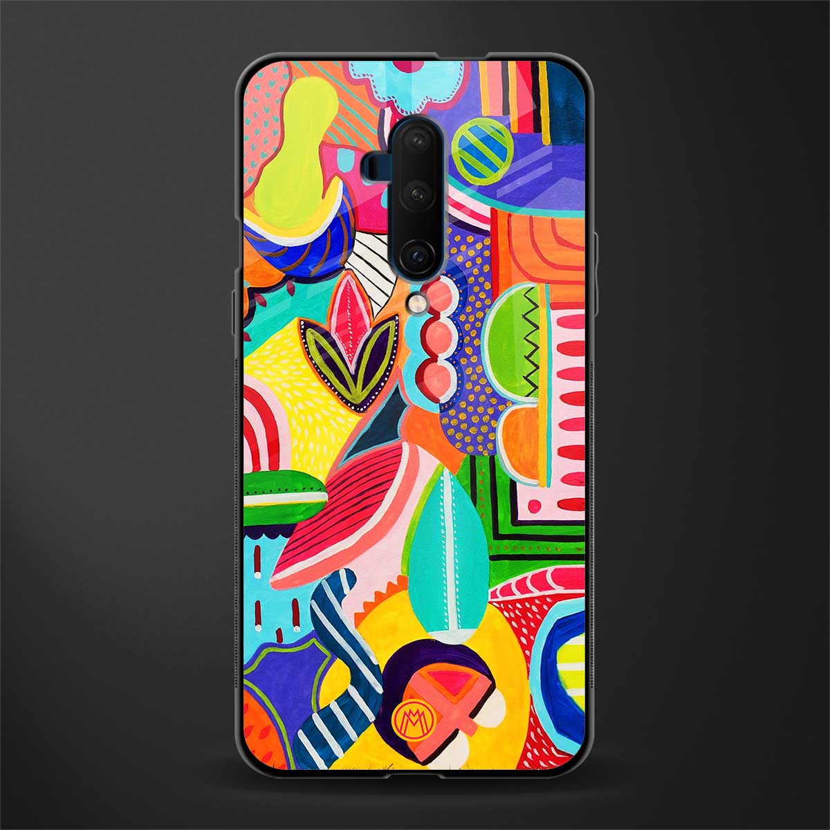 retro abstract glass case for oneplus 7t pro image