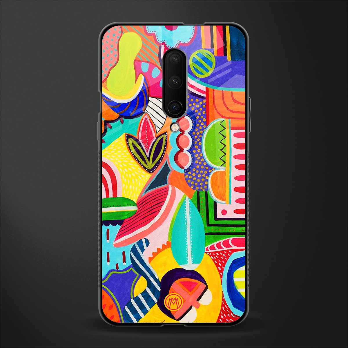 retro abstract glass case for oneplus 7 pro image