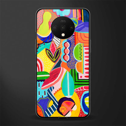 retro abstract glass case for oneplus 7t image