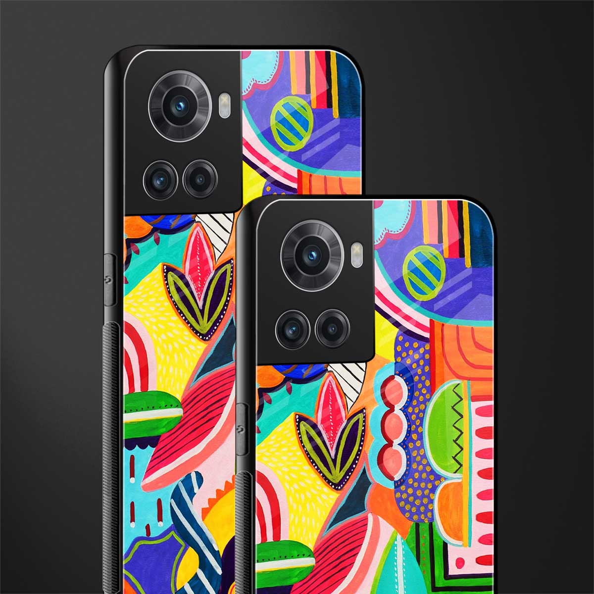 retro abstract back phone cover | glass case for oneplus 10r 5g
