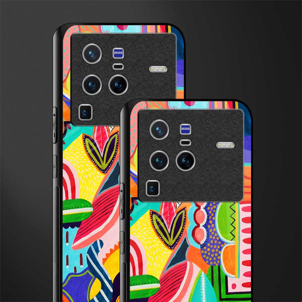 retro abstract glass case for vivo x80 pro 5g image-2