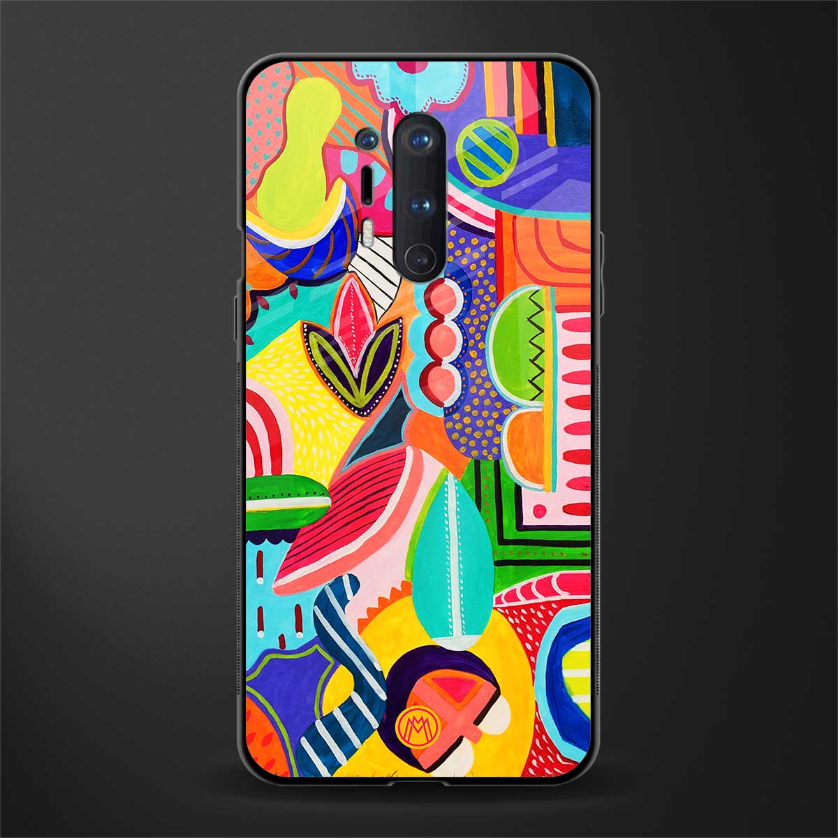 retro abstract glass case for oneplus 8 pro image