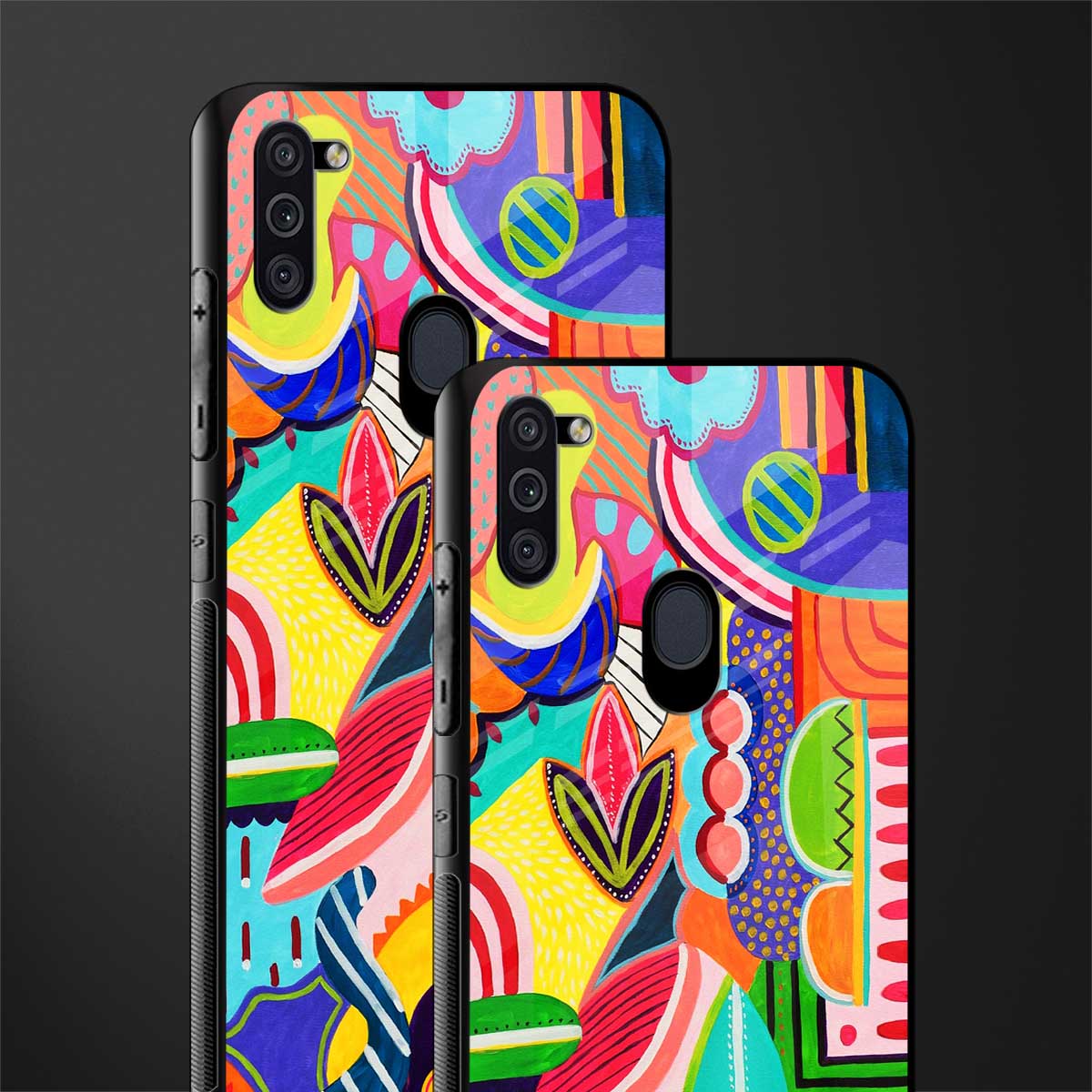 retro abstract glass case for samsung galaxy m11 image-2