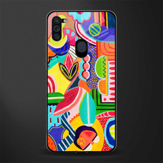 retro abstract glass case for samsung a11 image