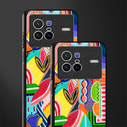 retro abstract glass case for vivo x80 image-2