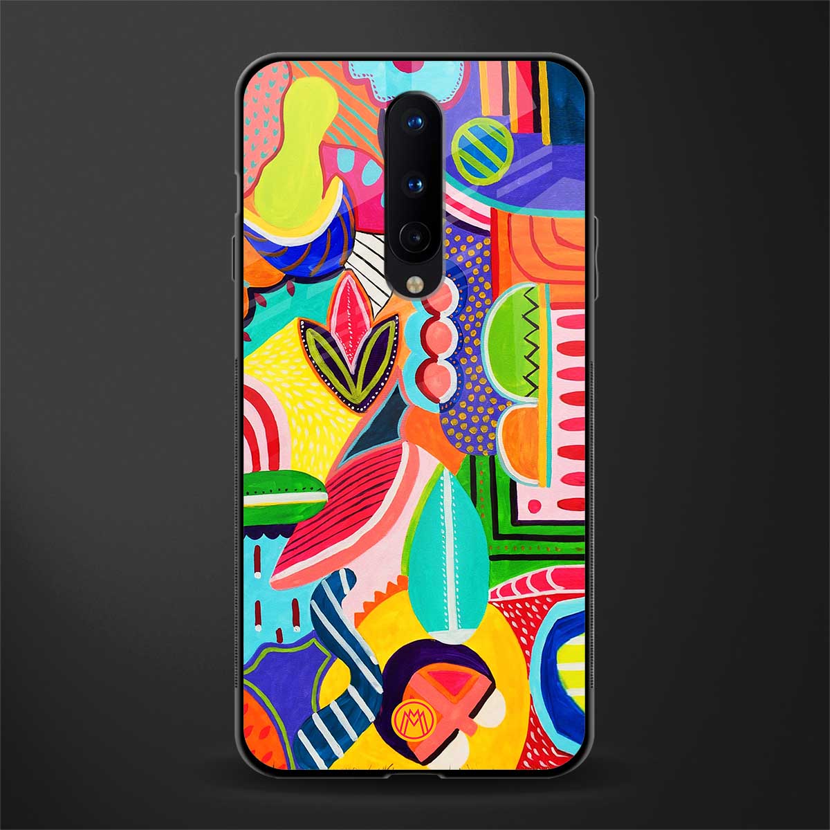 retro abstract glass case for oneplus 8 image