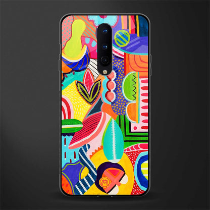 retro abstract glass case for oneplus 8 image