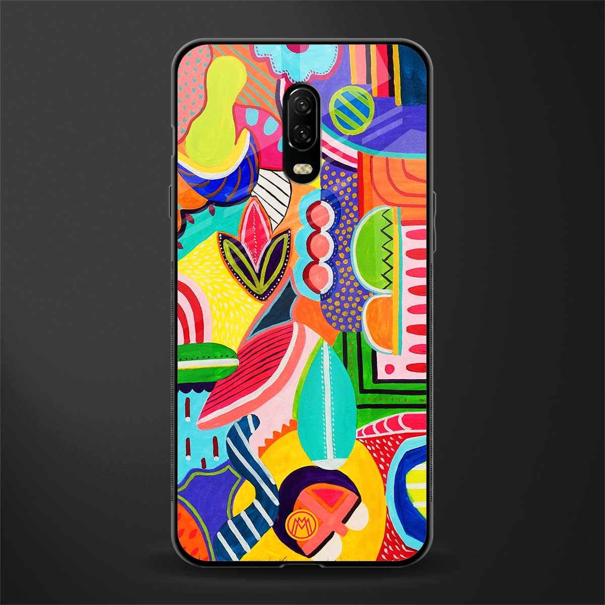 retro abstract glass case for oneplus 6t image