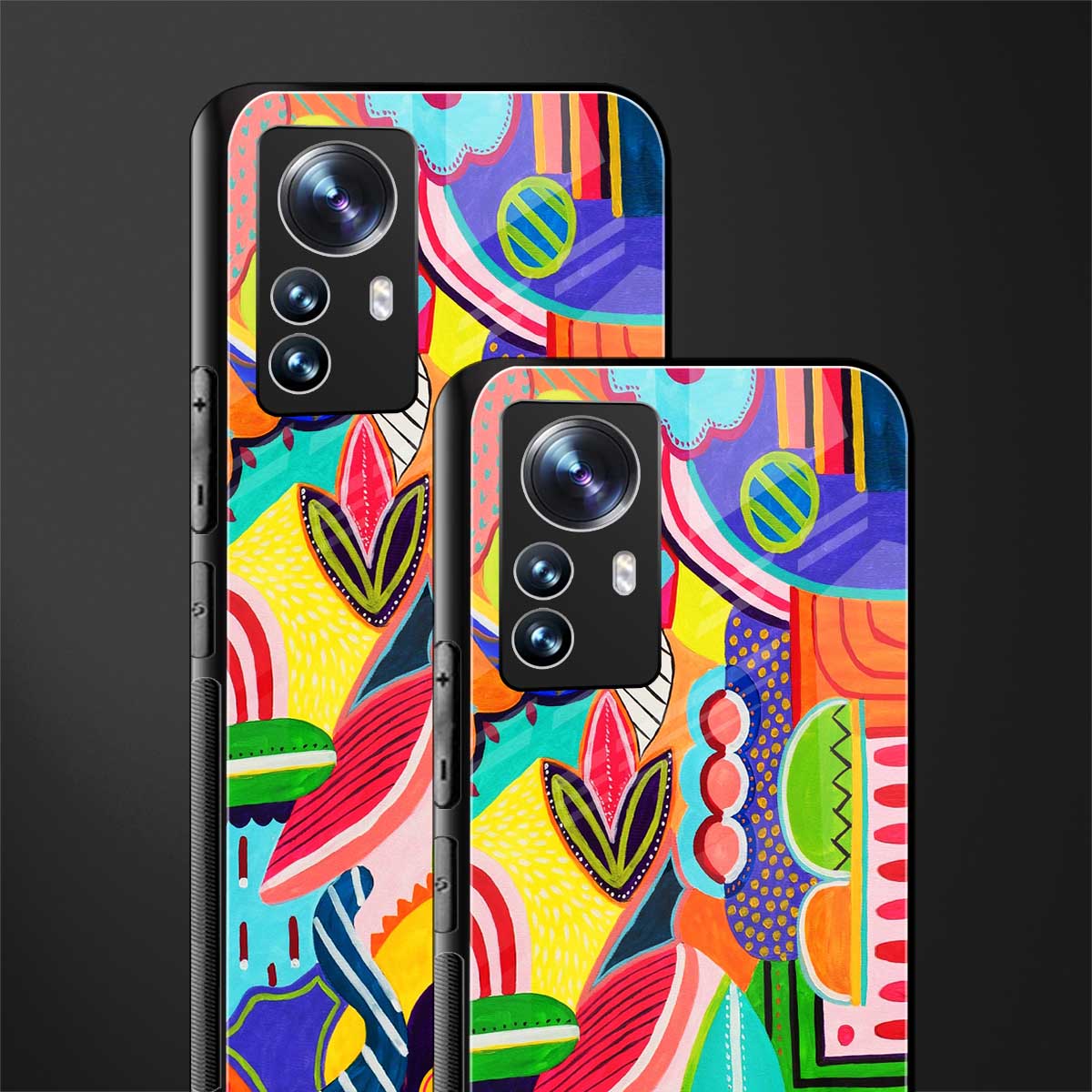 retro abstract back phone cover | glass case for xiaomi 12 pro