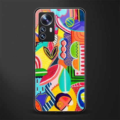 retro abstract back phone cover | glass case for xiaomi 12 pro