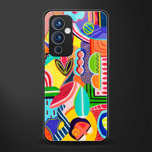 retro abstract back phone cover | glass case for oneplus 9