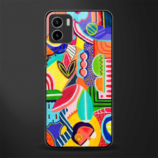 retro abstract back phone cover | glass case for vivo y72