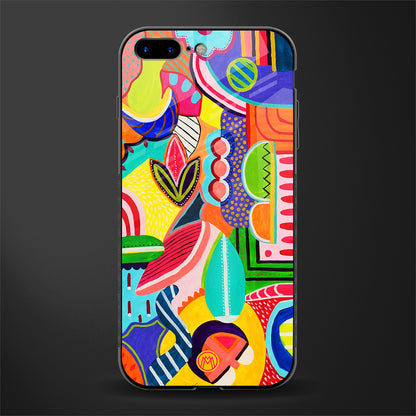 retro abstract glass case for iphone 8 plus image