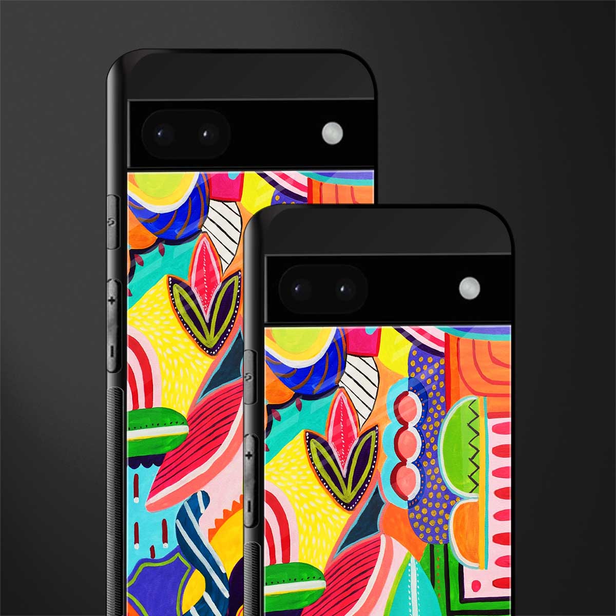 retro abstract back phone cover | glass case for google pixel 6a