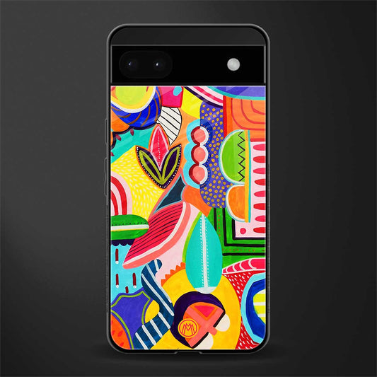 retro abstract back phone cover | glass case for google pixel 6a