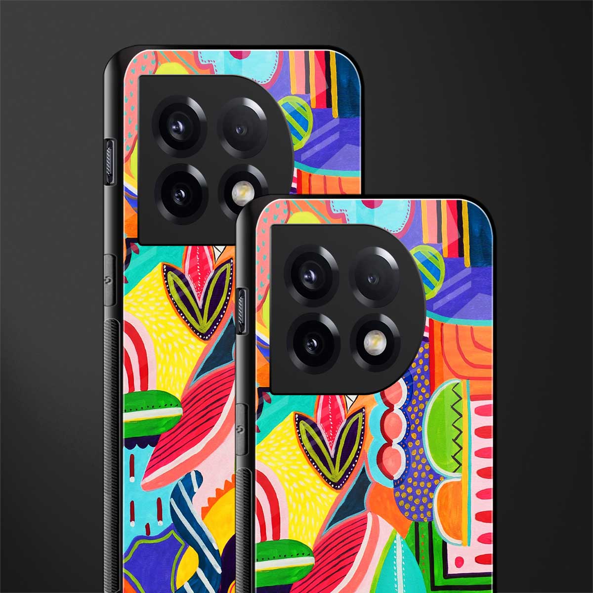 retro abstract back phone cover | glass case for oneplus 11