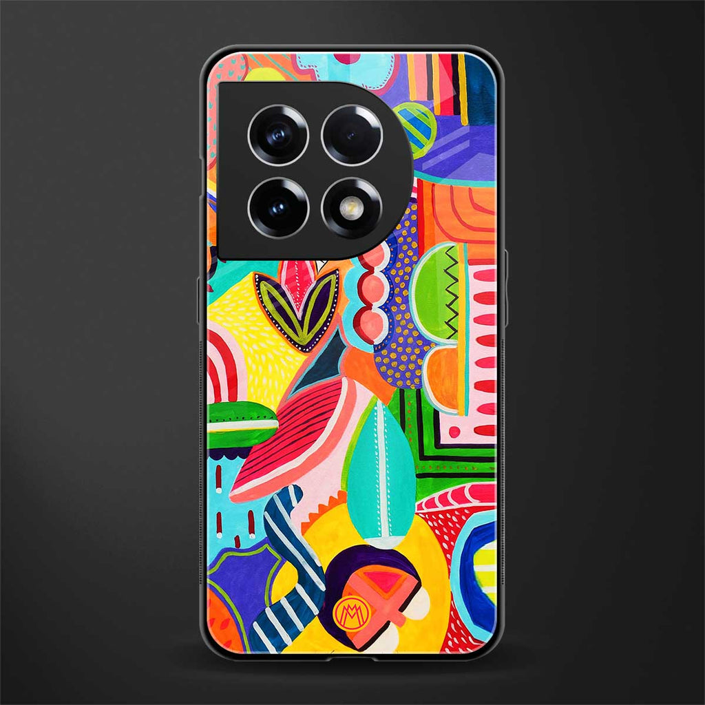 retro abstract back phone cover | glass case for oneplus 11