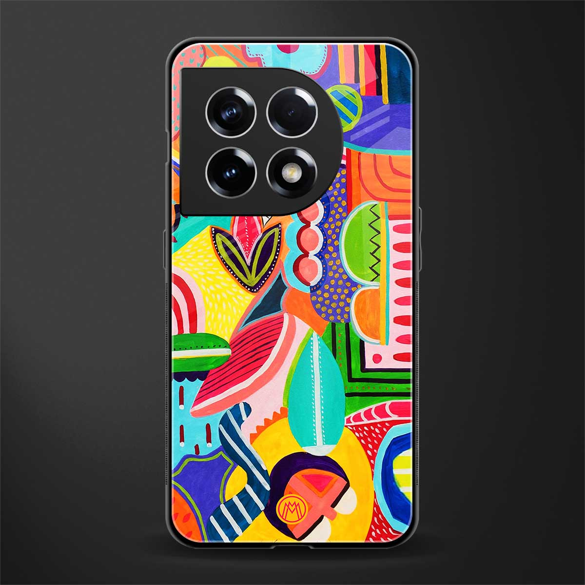 retro abstract back phone cover | glass case for oneplus 11