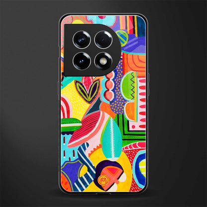 retro abstract back phone cover | glass case for oneplus 11
