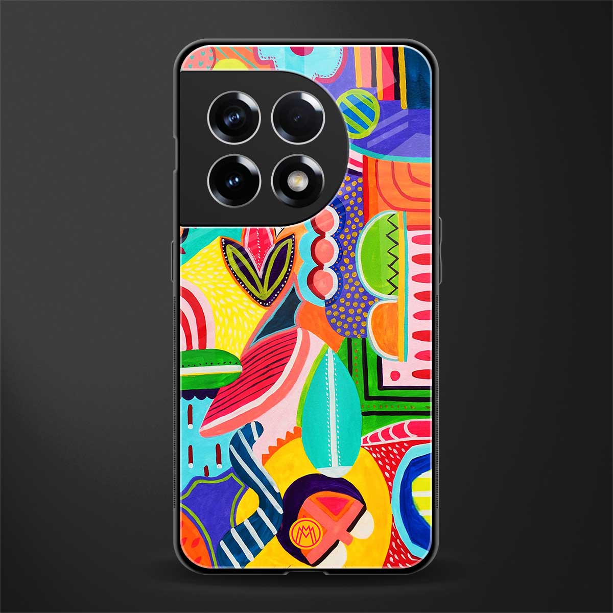 retro abstract back phone cover | glass case for oneplus 11r