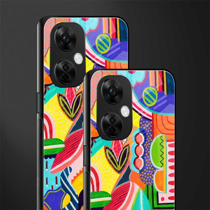 retro abstract back phone cover | glass case for oneplus nord ce 3 lite