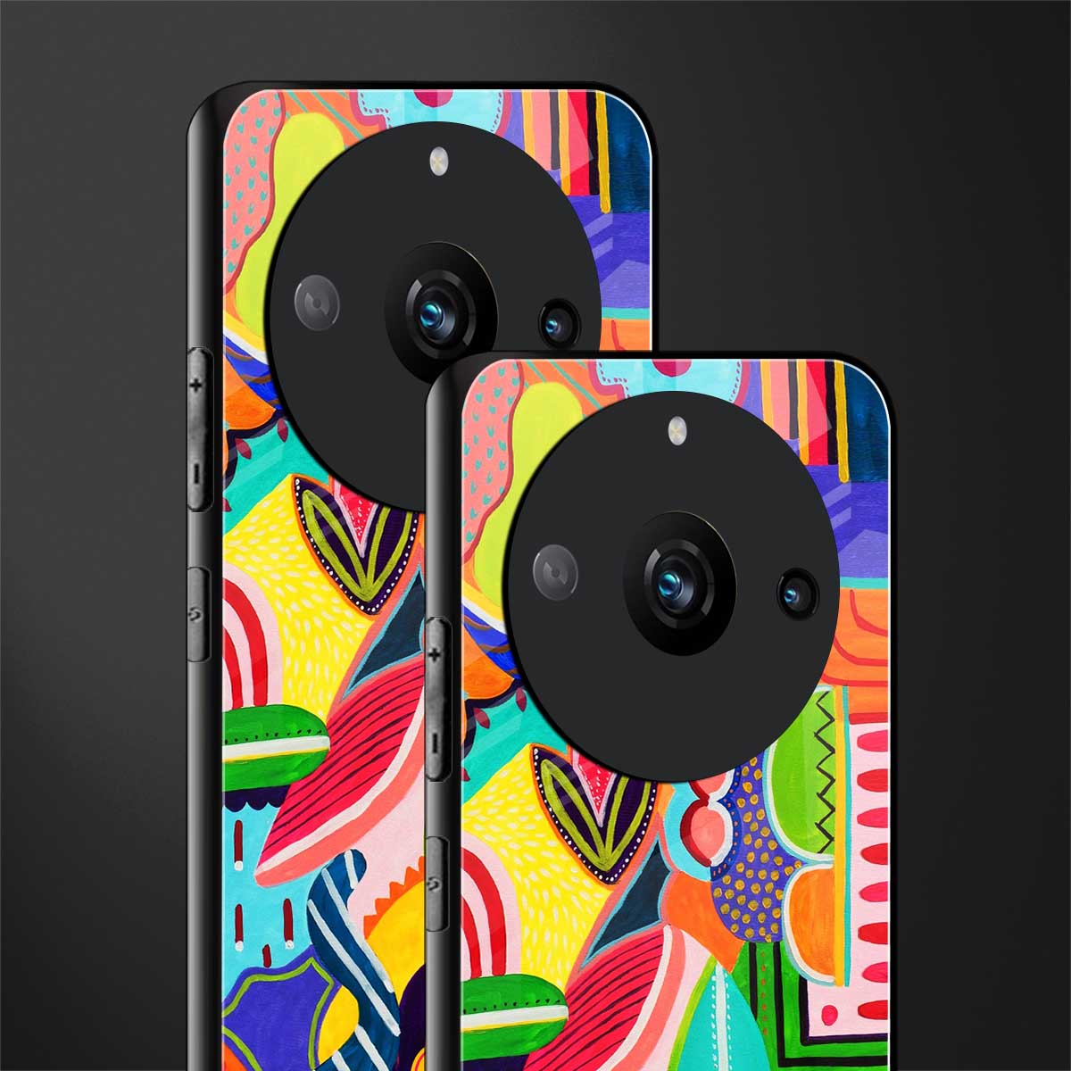 retro abstract back phone cover | glass case for realme 11 pro 5g