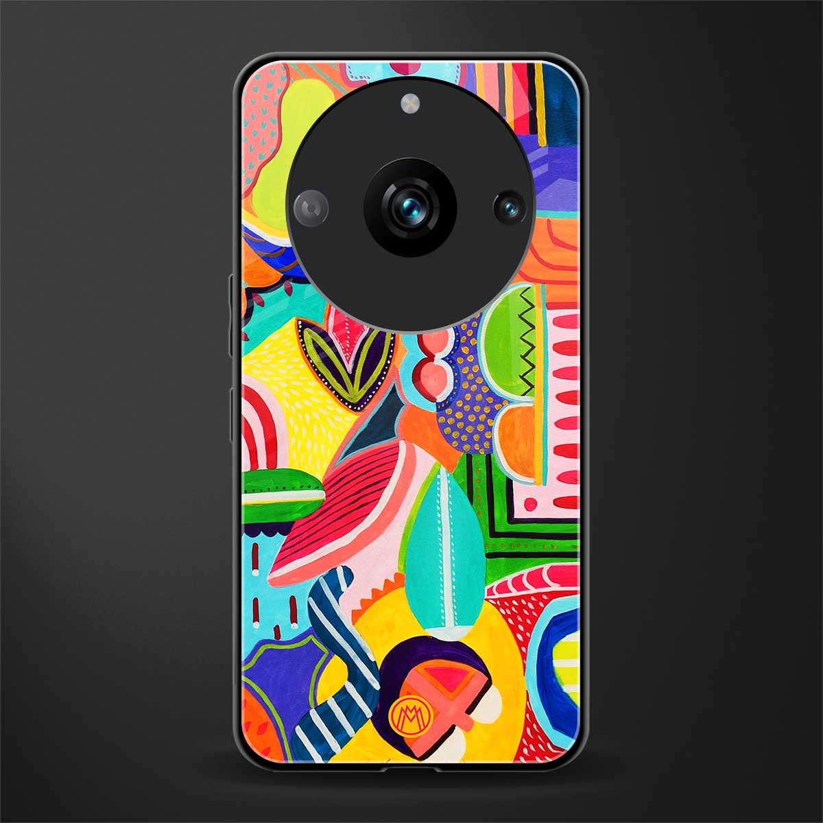 retro abstract back phone cover | glass case for realme 11 pro 5g