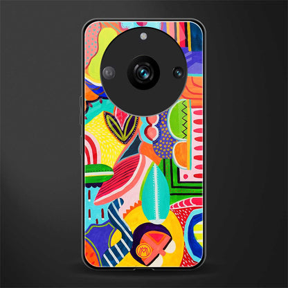 retro abstract back phone cover | glass case for realme 11 pro 5g