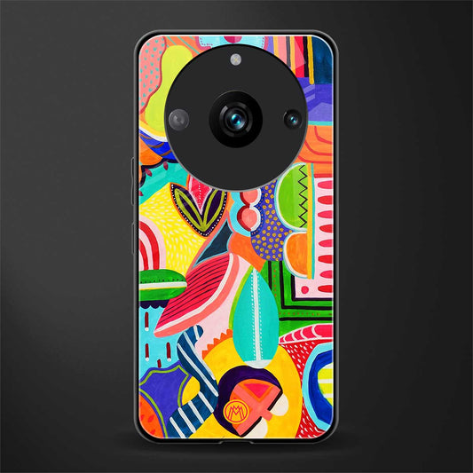 retro abstract back phone cover | glass case for realme 11 pro 5g