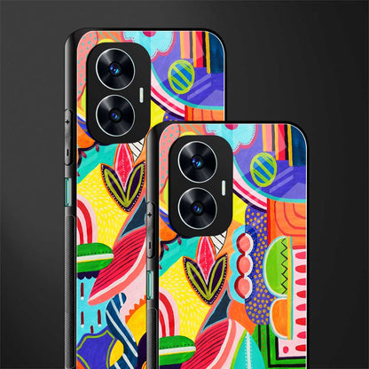 retro abstract back phone cover | glass case for realme c55