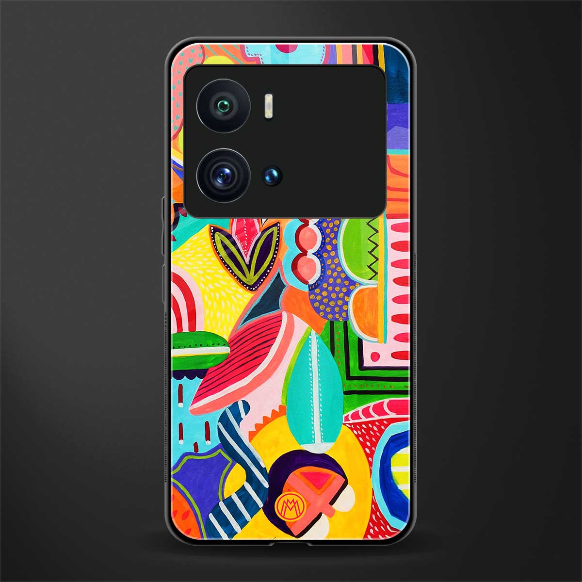 retro abstract back phone cover | glass case for iQOO 9 Pro