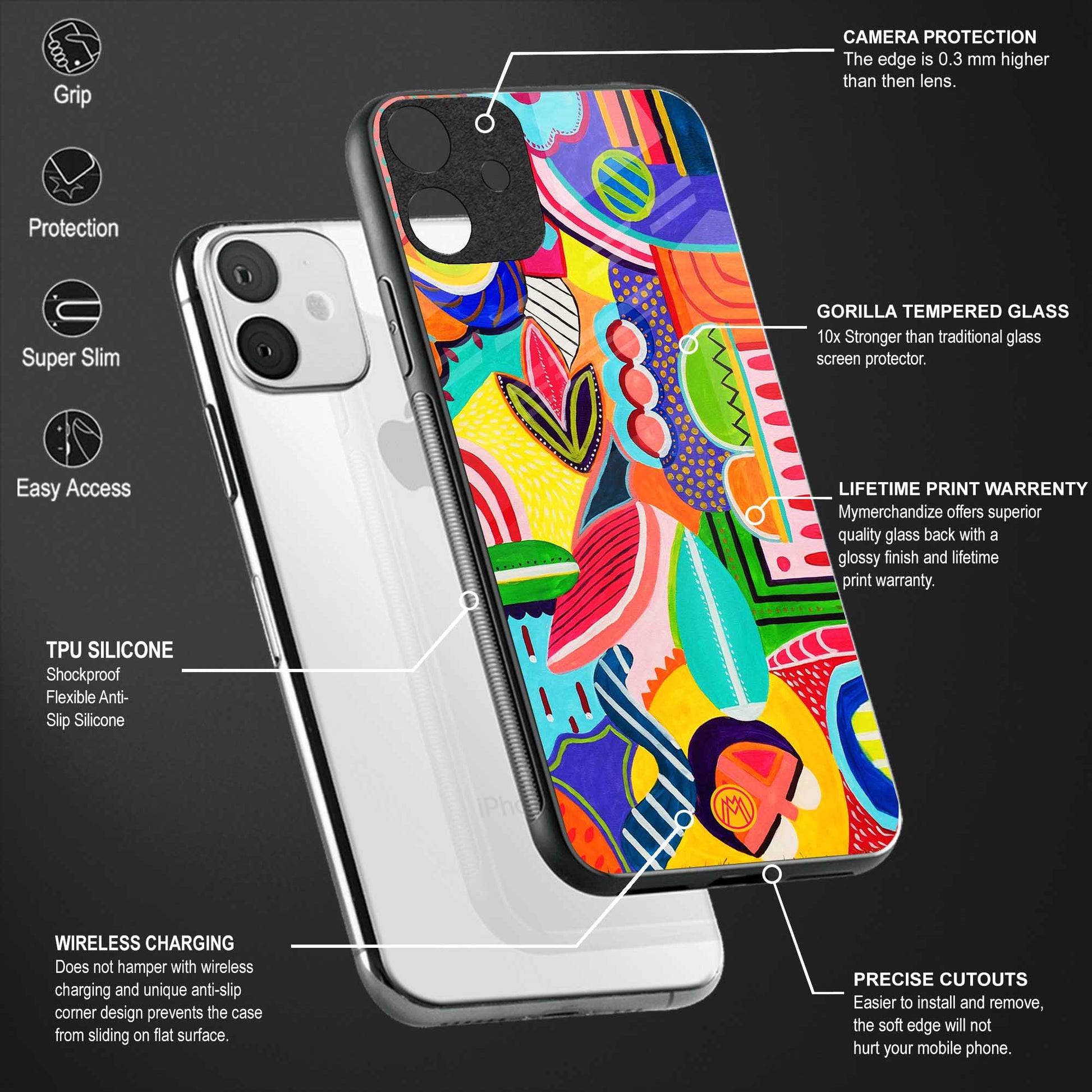 retro abstract back phone cover | glass case for redmi note 11 pro plus 4g/5g