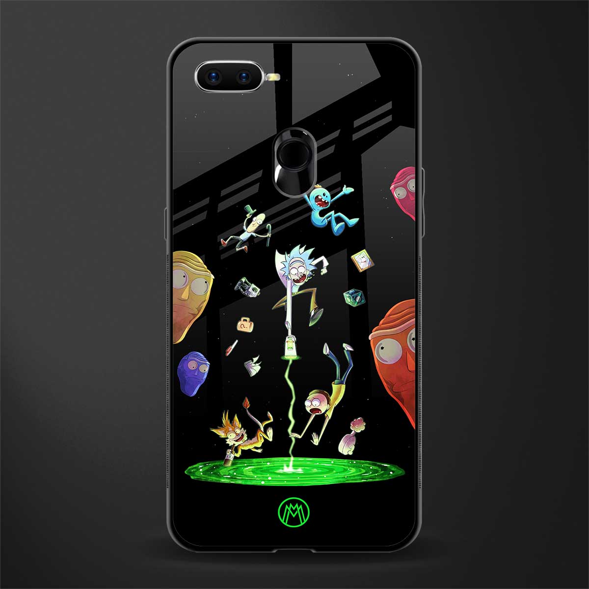 rick and morty amoled glass case for oppo a12 image