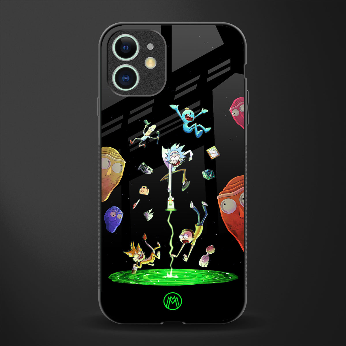 rick and morty amoled glass case for iphone 12 image