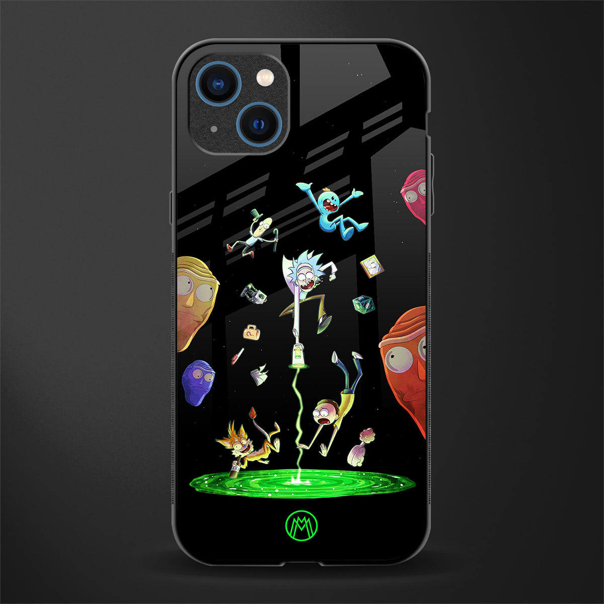 rick and morty amoled glass case for iphone 14 image