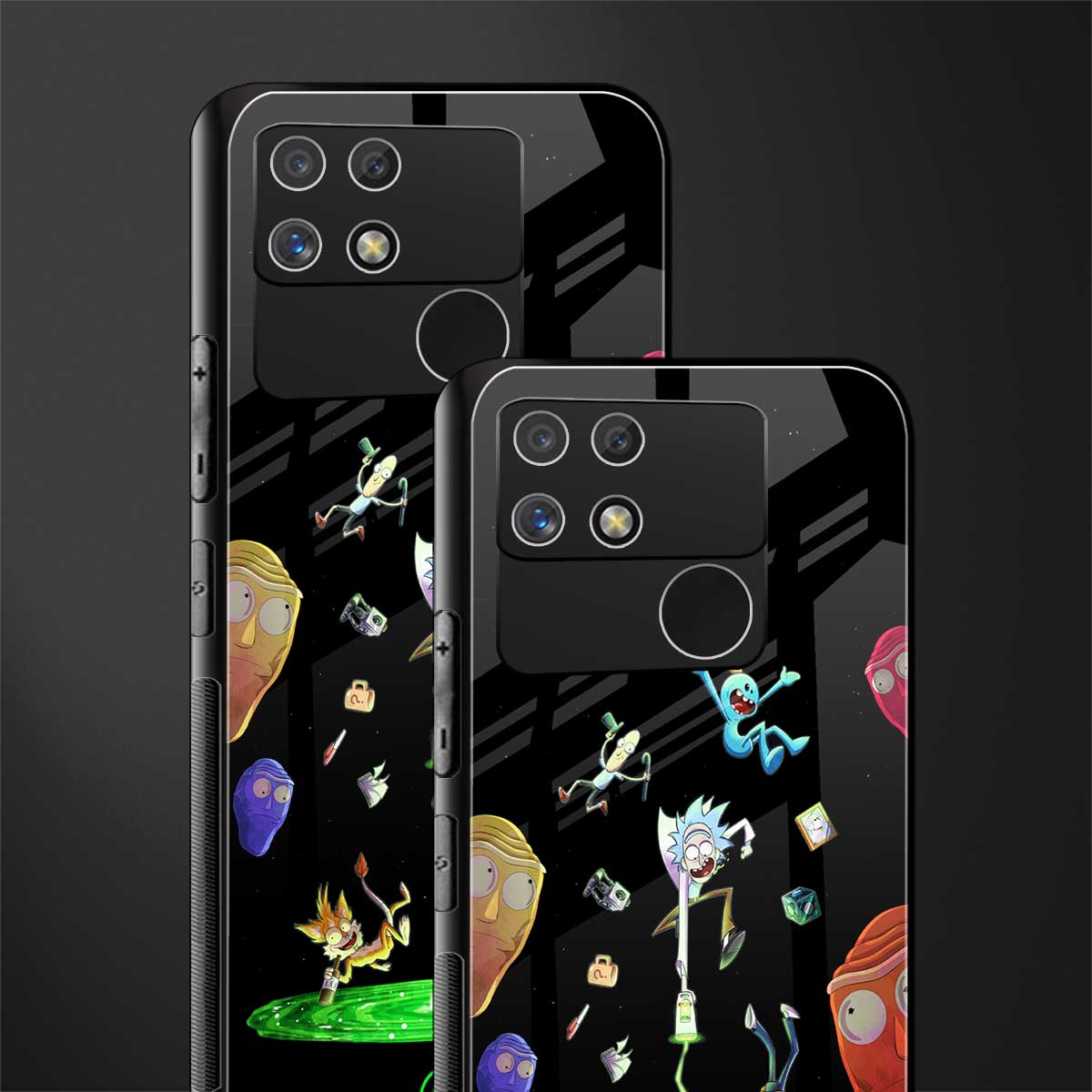 rick and morty amoled back phone cover | glass case for realme narzo 50a