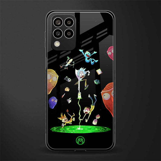 rick and morty amoled back phone cover | glass case for samsung galaxy m33 5g